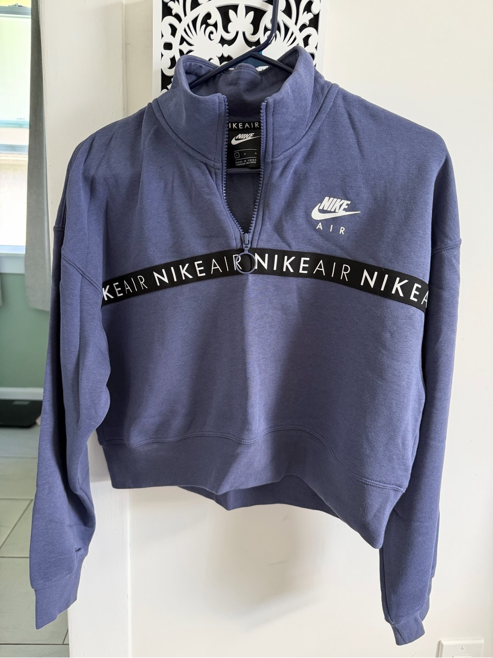 Nike Air Women's Half-Zip Cropped Pullover - Slate Blue